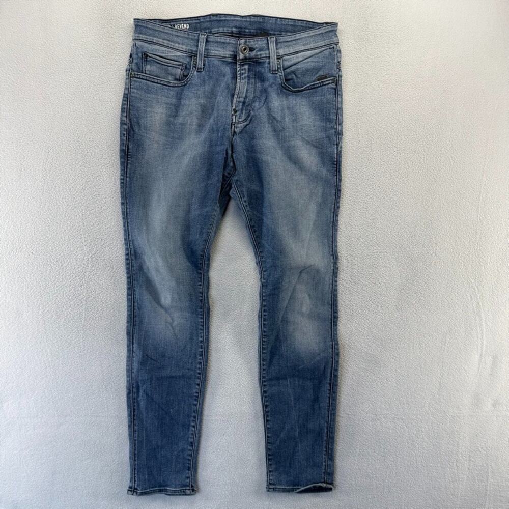 G Star Jeans Men's 31x30 Blue Revend Super Slim Skinny Dark Wash Faded Vintage
